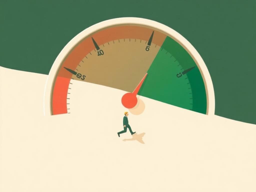 From Stress to Strength — a stress meter shifting toward calm